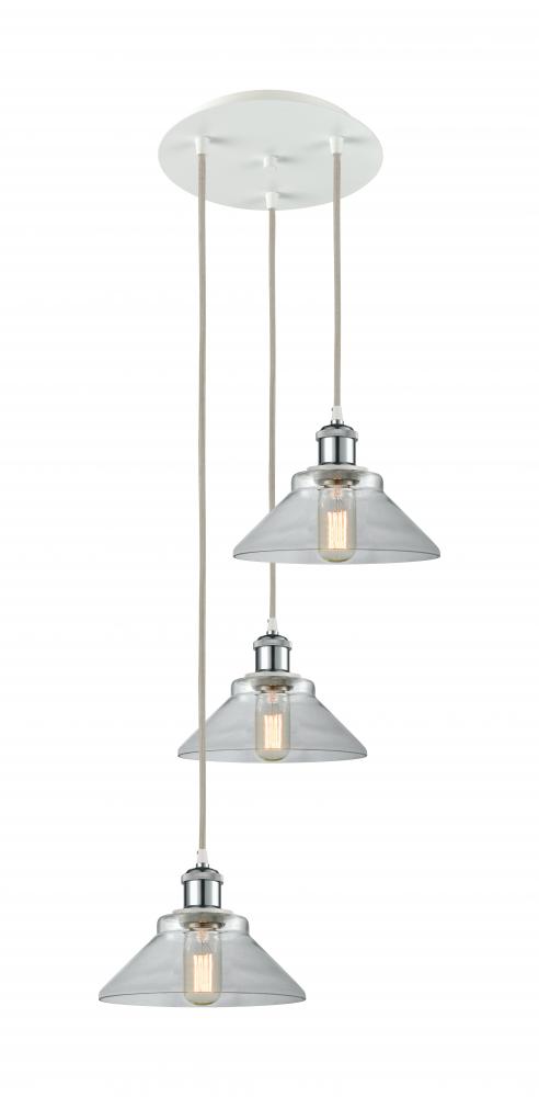 Orwell - 3 Light - 15 inch - White Polished Chrome - Cord Hung - Multi Pendant