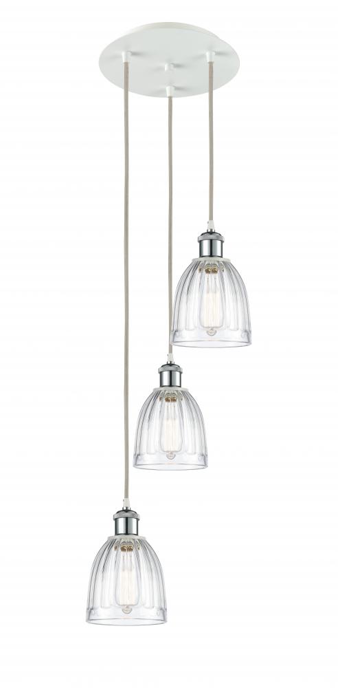 Brookfield - 3 Light - 12 inch - White Polished Chrome - Cord Hung - Multi Pendant