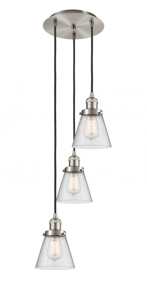 Cone - 3 Light - 13 inch - Brushed Satin Nickel - Cord hung - Multi Pendant