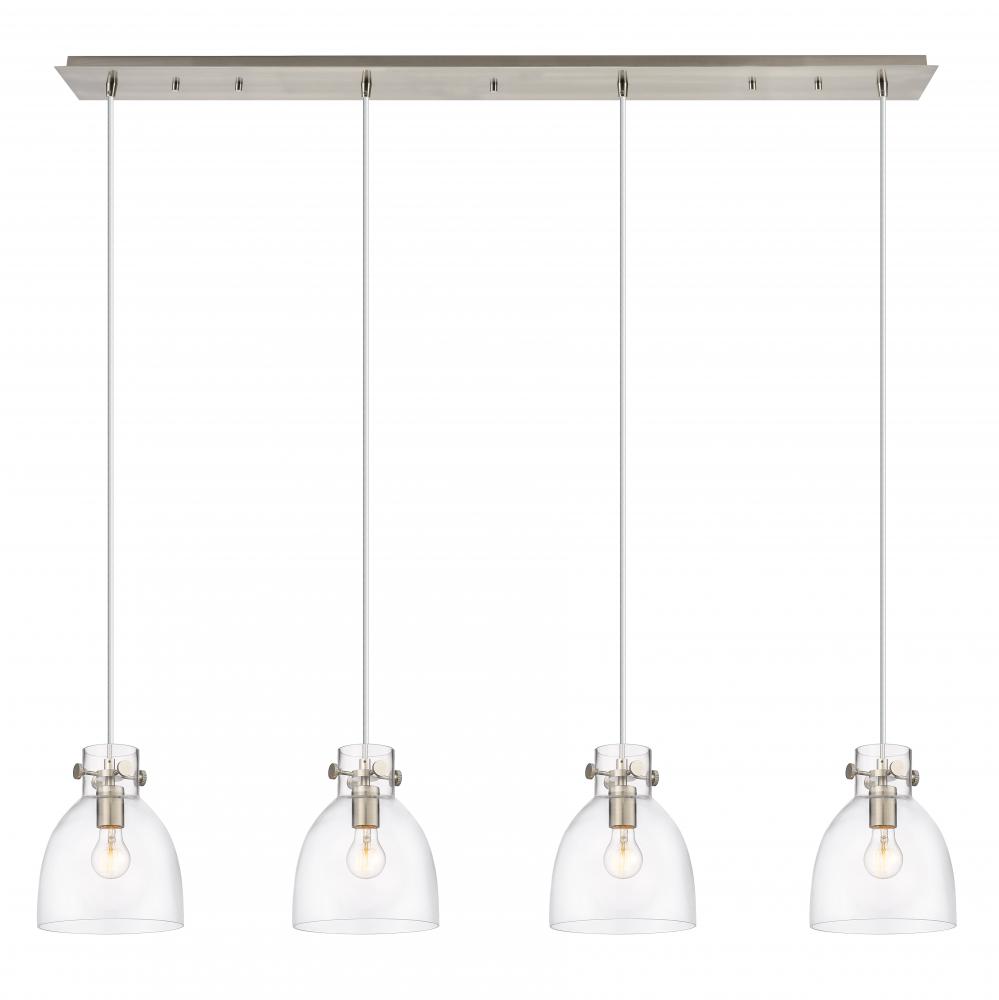 Newton Bell - 4 Light - 52 inch - Brushed Satin Nickel - Linear Pendant