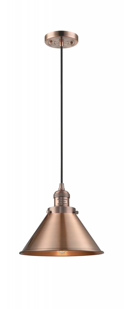 Briarcliff - 1 Light - 10 inch - Antique Copper - Cord hung - Mini Pendant