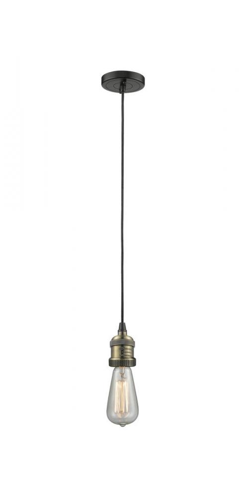 Bare Bulb - 1 Light - 3 inch - Black Antique Brass - Cord hung - Mini Pendant
