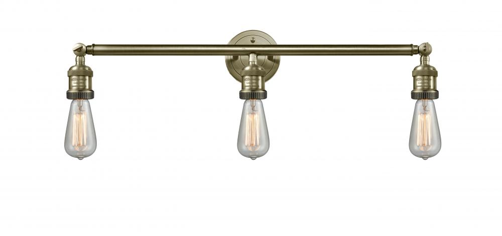 Bare Bulb - 3 Light - 30 inch - Antique Brass - Bath Vanity Light