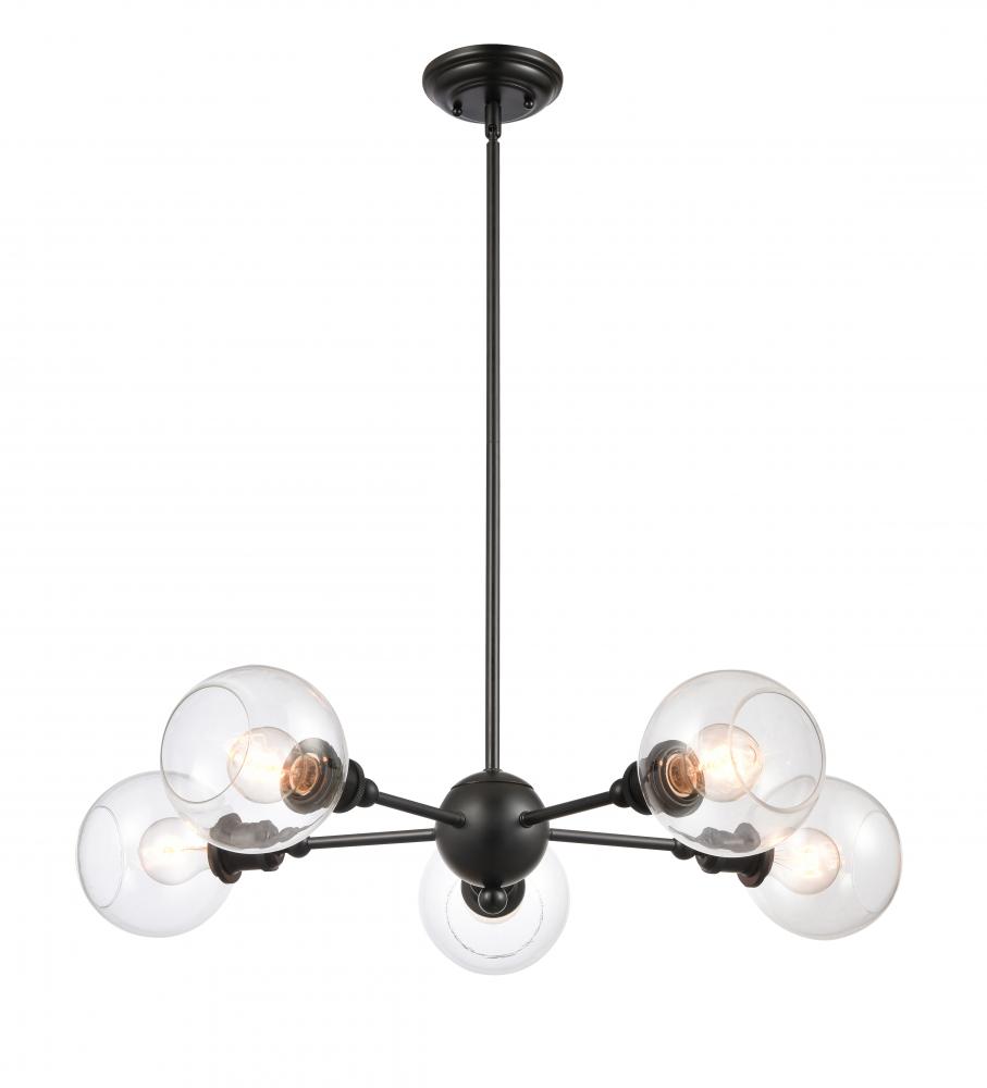 Concord - 5 Light - 30 inch - Matte Black - Cord hung - Chandelier