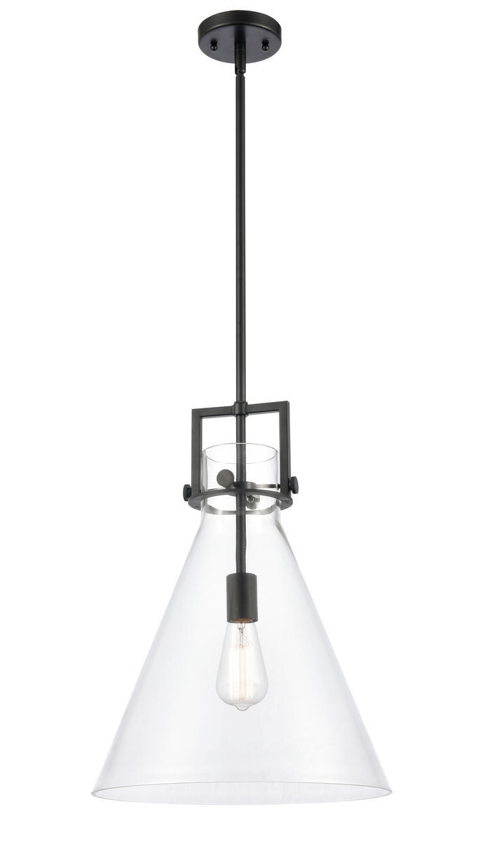 Newton Cone - 1 Light - 14 inch - Matte Black - Cord hung - Pendant