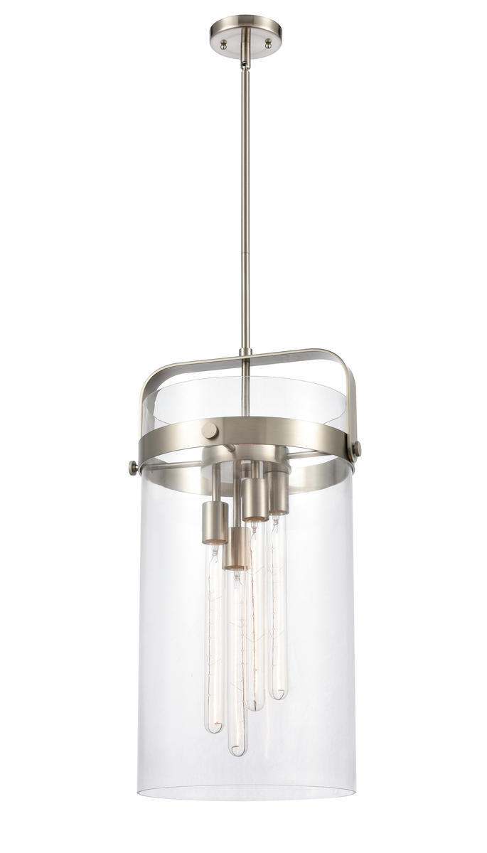 Pilaster - 4 Light - 13 inch - Brushed Satin Nickel - Cord hung - Pendant