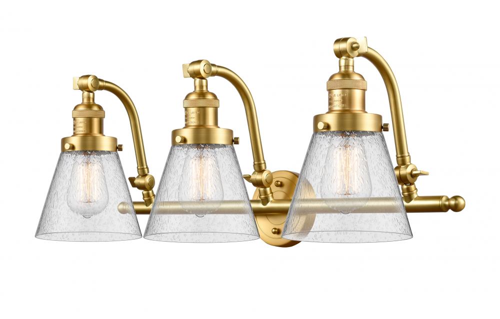 Cone - 3 Light - 28 inch - Satin Gold - Bath Vanity Light