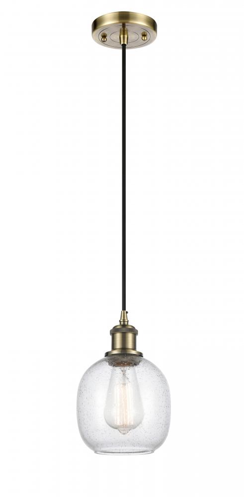 Belfast - 1 Light - 6 inch - Antique Brass - Cord hung - Mini Pendant