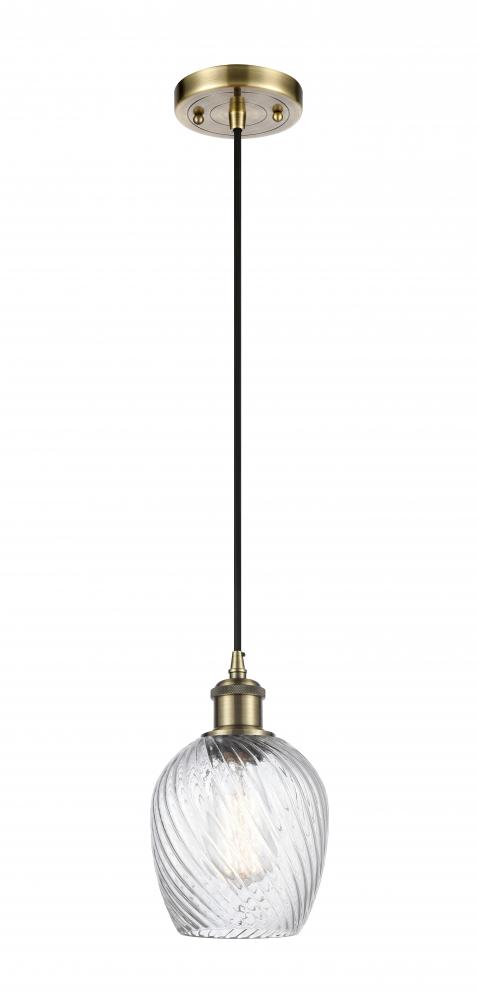 Salina - 1 Light - 6 inch - Antique Brass - Cord hung - Mini Pendant