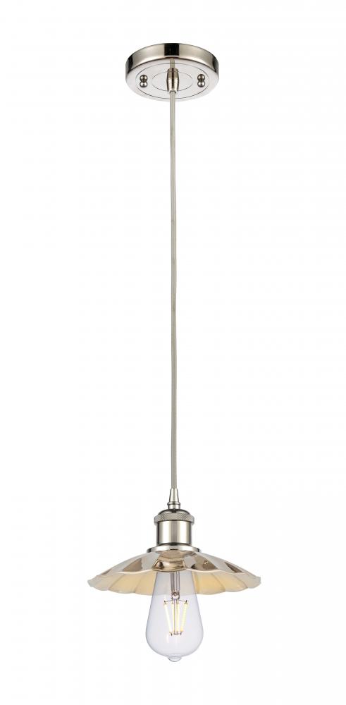 Scallop - 1 Light - 8 inch - Polished Nickel - Cord Hung - Mini Pendant