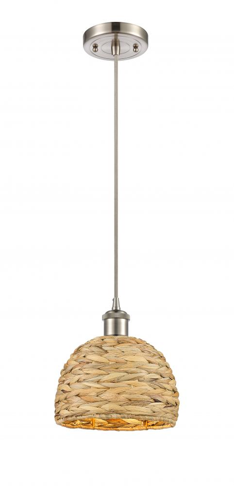 Woven Rattan - 1 Light - 8 inch - Satin Nickel - Multi Pendant