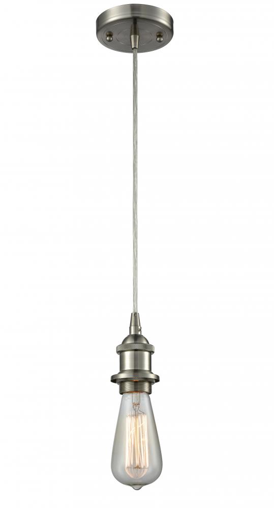 Bare Bulb - 1 Light - 5 inch - Brushed Satin Nickel - Cord hung - Mini Pendant