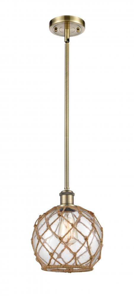 Farmhouse Rope - 1 Light - 8 inch - Antique Brass - Mini Pendant