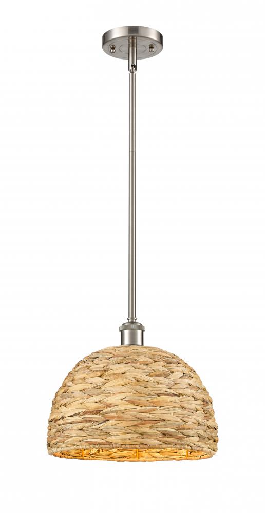 Woven Rattan - 1 Light - 12 inch - Satin Nickel - Multi Pendant