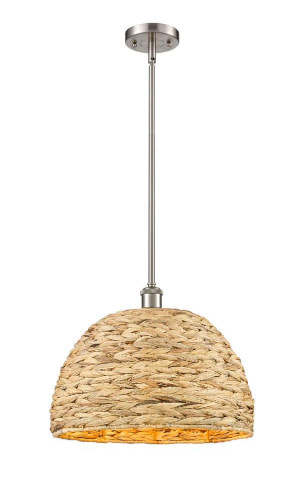 Woven Rattan - 1 Light - 16 inch - Satin Nickel - Multi Pendant