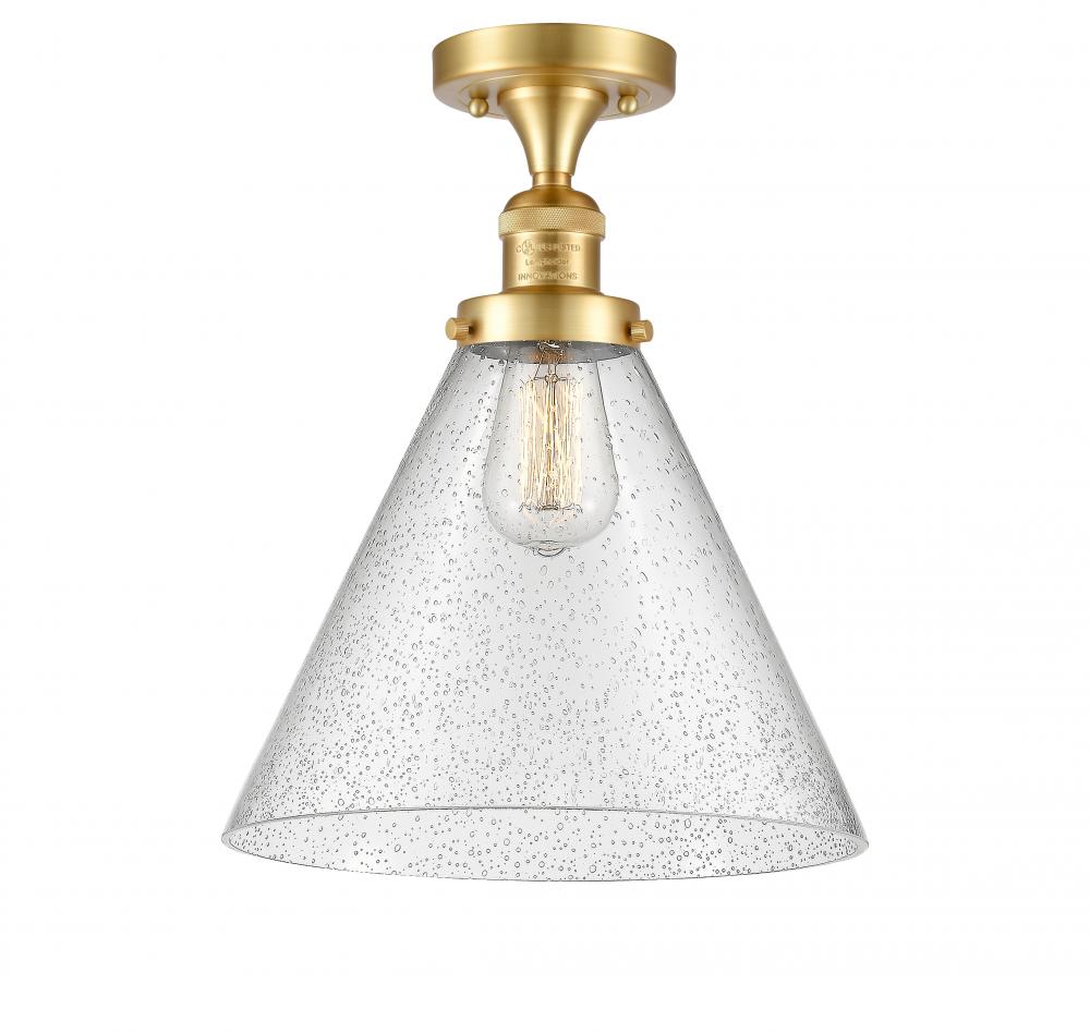 Cone - 1 Light - 12 inch - Satin Gold - Semi-Flush Mount