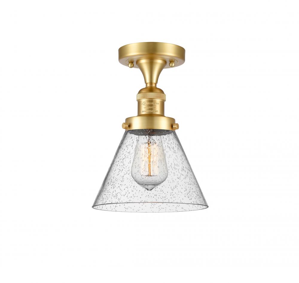 Cone - 1 Light - 8 inch - Satin Gold - Semi-Flush Mount