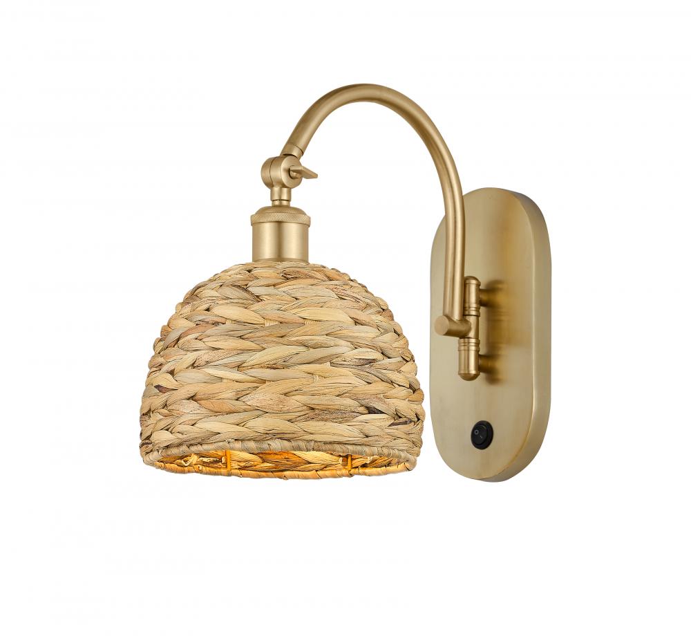Woven Rattan - 1 Light - 8 inch - Satin Gold - Sconce