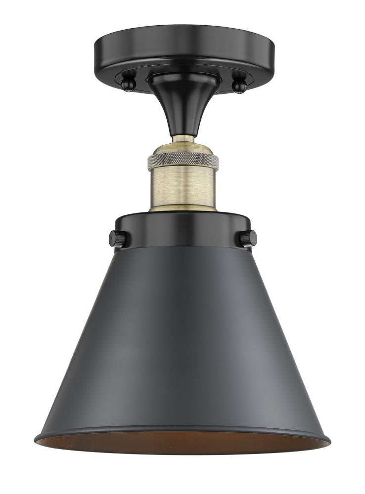 Edison - 1 Light - 8 inch - Black Antique Brass - Semi-Flush Mount