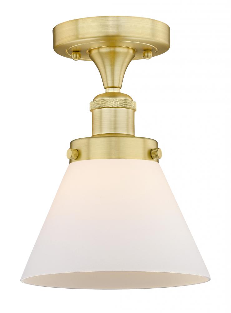 Cone - 1 Light - 8 inch - Satin Gold - Semi-Flush Mount