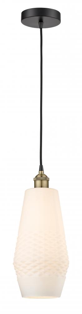 Windham - 1 Light - 7 inch - Black Antique Brass - Cord hung - Mini Pendant