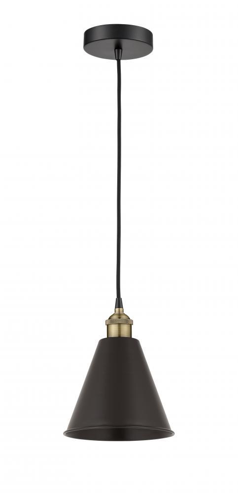 Berkshire - 1 Light - 8 inch - Black Antique Brass - Cord hung - Mini Pendant