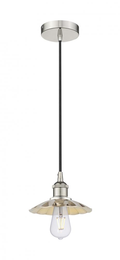 Scallop - 1 Light - 8 inch - Polished Nickel - Cord Hung - Mini Pendant