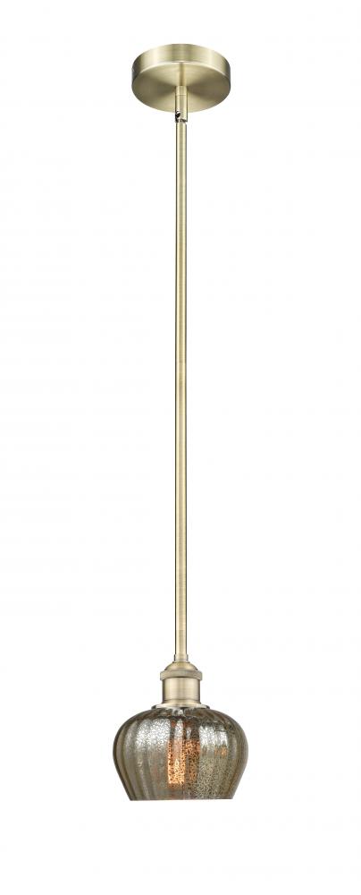 Fenton - 1 Light - 7 inch - Antique Brass - Stem Hung - Mini Pendant