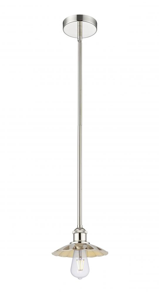 Scallop - 1 Light - 8 inch - Polished Nickel - Stem Hung - Mini Pendant