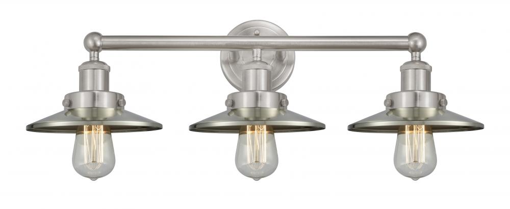 Railroad - 3 Light - 26 inch - Brushed Satin Nickel - Bath Vanity Light