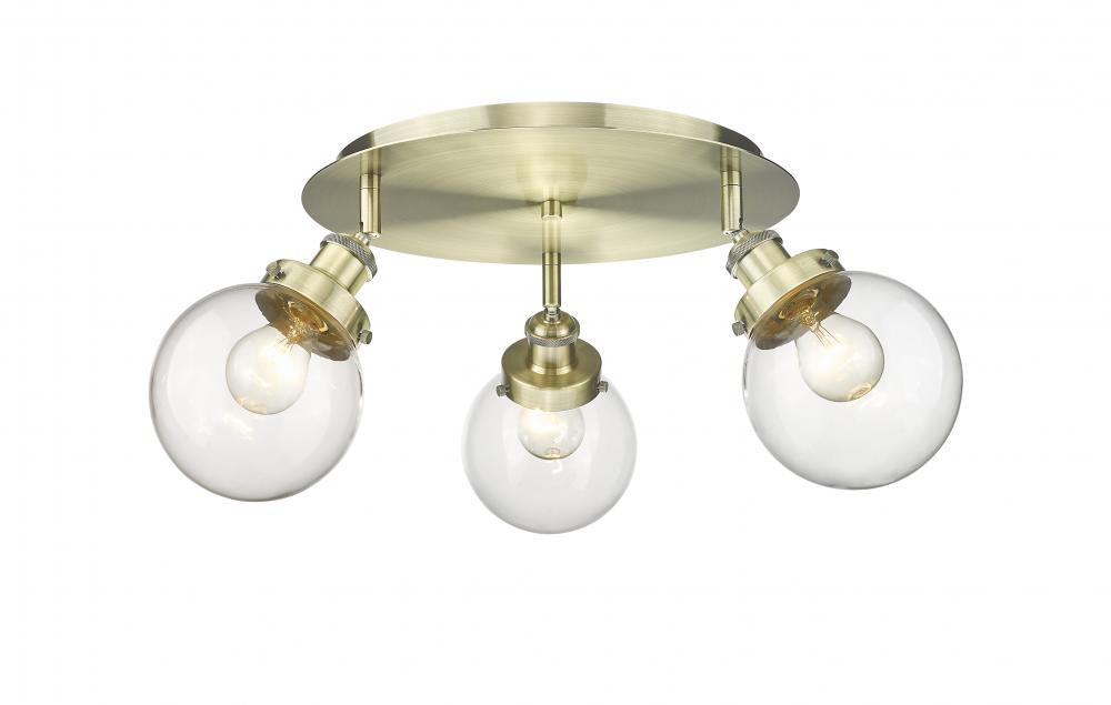 Beacon - 3 Light - 18 inch - Antique Brass - Flush Mount