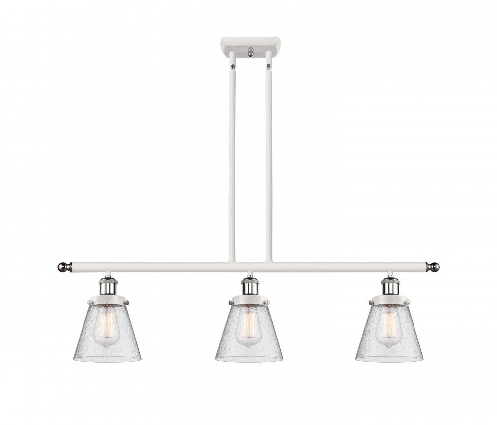 Cone - 3 Light - 36 inch - White Polished Chrome - Stem Hung - Island Light