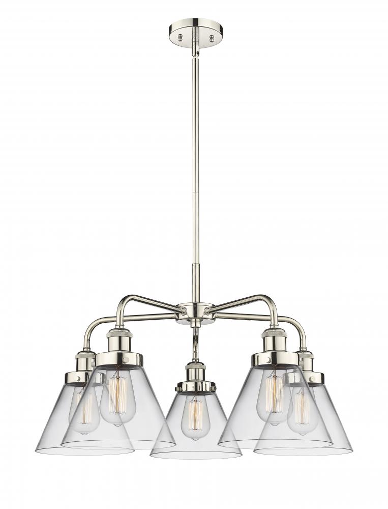 Cone - 5 Light - 26 inch - Polished Nickel - Chandelier