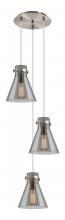 Innovation Lighting 113-410-1PS-SN-G411-8SM - Newton Cone - 3 Light - 16 inch - Brushed Satin Nickel - Multi Pendant