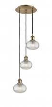 Innovation Lighting 113B-3P-AB-G555-6CL - Ithaca - 3 Light - 13 inch - Antique Brass - Cord hung - Multi Pendant