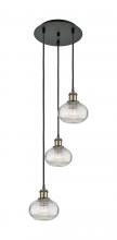 Innovation Lighting 113B-3P-BAB-G555-6CL - Ithaca - 3 Light - 13 inch - Black Antique Brass - Cord Hung - Multi Pendant