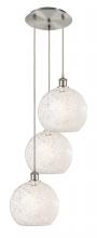 Innovation Lighting 113B-3P-SN-G1216-10WM - White Mouchette - 3 Light - 17 inch - Brushed Satin Nickel - Cord Hung - Multi Pendant