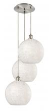 Innovation Lighting 113B-3P-SN-G1216-12WM - White Mouchette - 3 Light - 19 inch - Brushed Satin Nickel - Cord Hung - Multi Pendant
