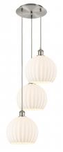 Innovation Lighting 113B-3P-SN-G1217-10WV - White Venetian - 3 Light - 17 inch - Brushed Satin Nickel - Cord Hung - Multi Pendant