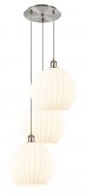 Innovation Lighting 113B-3P-SN-G1217-12WV - White Venetian - 3 Light - 19 inch - Brushed Satin Nickel - Cord Hung - Multi Pendant