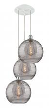 Innovation Lighting 113B-3P-WPC-G1213-12SM - Athens Deco Swirl - 3 Light - 19 inch - White Polished Chrome - Cord Hung - Multi Pendant