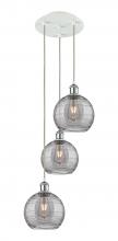 Innovation Lighting 113B-3P-WPC-G1213-8SM - Athens Deco Swirl - 3 Light - 15 inch - White Polished Chrome - Cord Hung - Multi Pendant