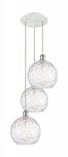 Innovation Lighting 113B-3P-WPC-G1215-10 - Athens Water Glass - 3 Light - 17 inch - White Polished Chrome - Cord Hung - Multi Pendant