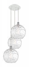 Innovation Lighting 113B-3P-WPC-G1215-12 - Athens Water Glass - 3 Light - 19 inch - White Polished Chrome - Cord Hung - Multi Pendant
