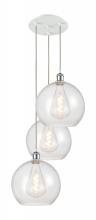 Innovation Lighting 113B-3P-WPC-G124-12 - Athens - 3 Light - 18 inch - White Polished Chrome - Cord Hung - Multi Pendant