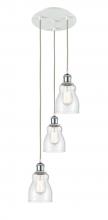 Innovation Lighting 113B-3P-WPC-G394 - Ellery - 3 Light - 12 inch - White Polished Chrome - Cord Hung - Multi Pendant