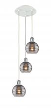 Innovation Lighting 113B-3P-WPC-G556-6SM - Rochester - 3 Light - 12 inch - White Polished Chrome - Cord Hung - Multi Pendant