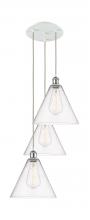 Innovation Lighting 113B-3P-WPC-GBC-124 - Berkshire - 3 Light - 19 inch - White Polished Chrome - Cord Hung - Multi Pendant