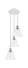 Innovation Lighting 113B-3P-WPC-GBC-84 - Berkshire - 3 Light - 15 inch - White Polished Chrome - Cord Hung - Multi Pendant