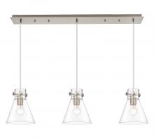 Innovations Lighting 123-410-1PS-SN-G411-8CL - Newton Cone - 3 Light - 40 inch - Brushed Satin Nickel - Linear Pendant